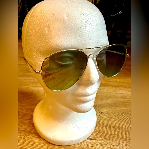 Vintage Jimmy Crystal AVIATOR CRYSTAL SUNGLASSES - Gold Frame - EUC - Picture 7 of 8